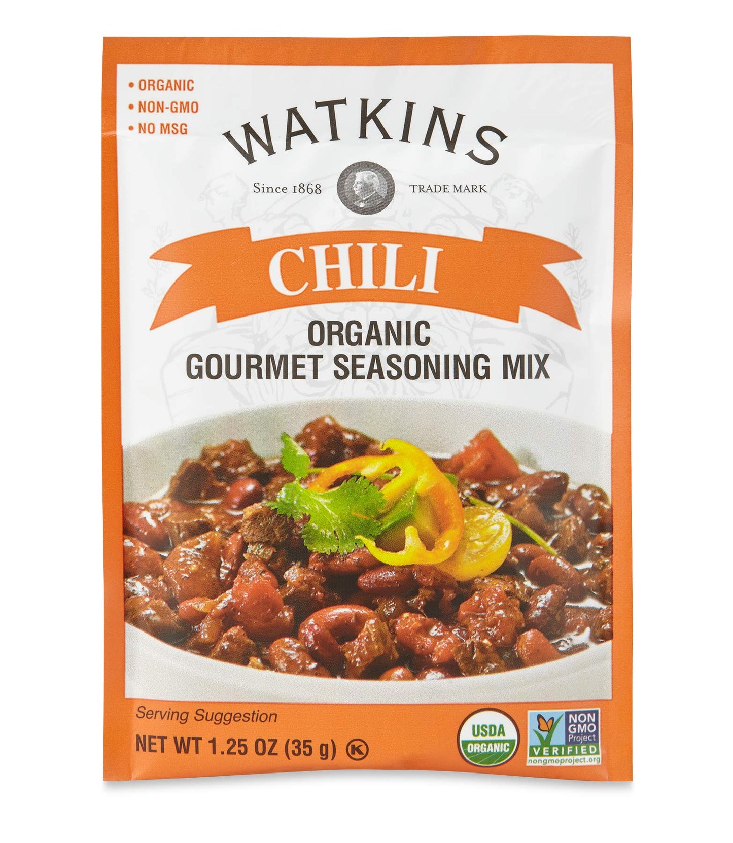 Watkins Organic Chili Gourmet Seasoning Mix, 1.25 Oz. Packets (Pack Of 12)