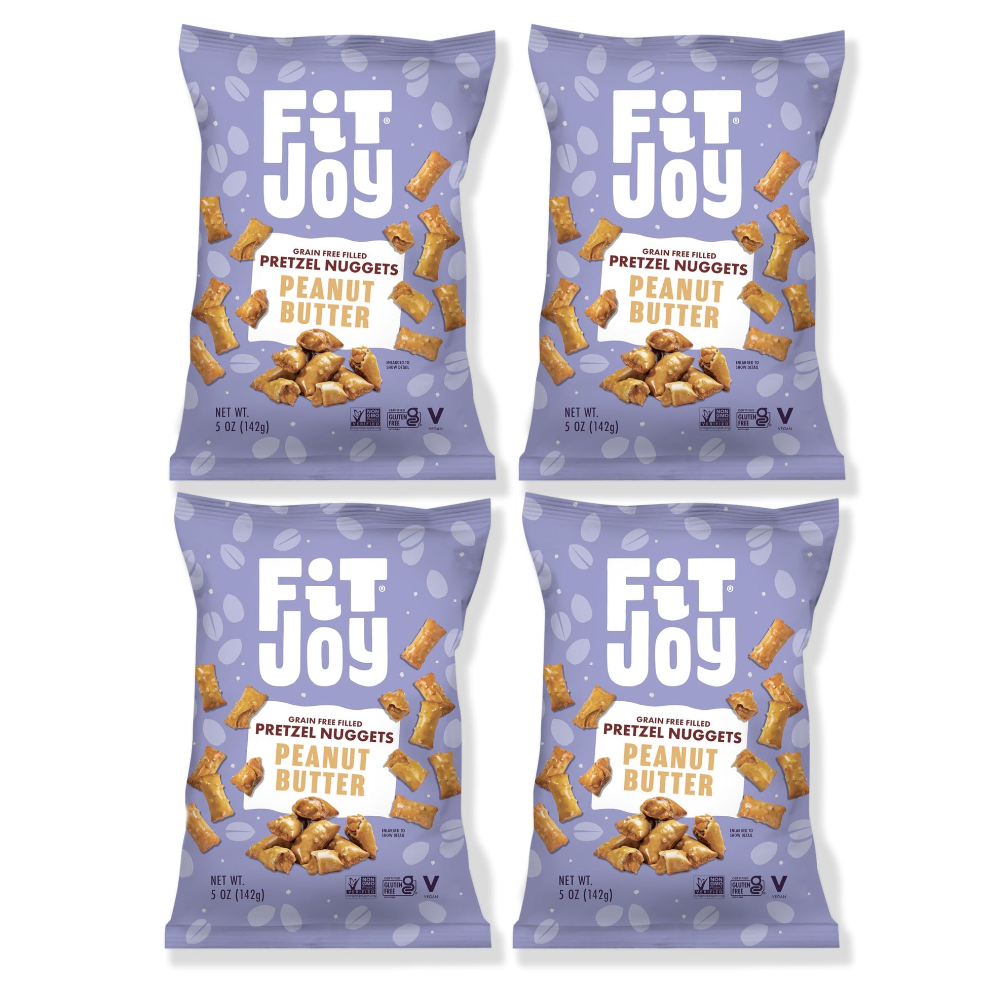 FitJoy Peanut Butter Filled Pretzel Nuggets (4 Pack  5 Oz) - Gluten  Dairy & Corn Free Peanut Butter Snacks - Grain Free Cassava & Chickpea Flour Pretzel Snack - Flavored Pretzels for Mom  Children