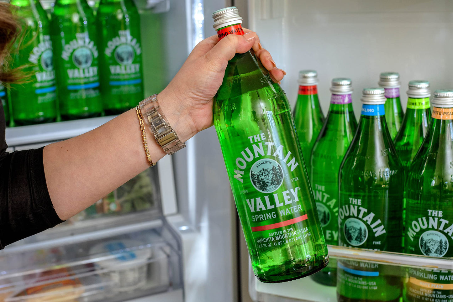 The Mountain Valley 1 Liter Spring Water In Glass Bottle 1 Liter (Pack Of 12)
