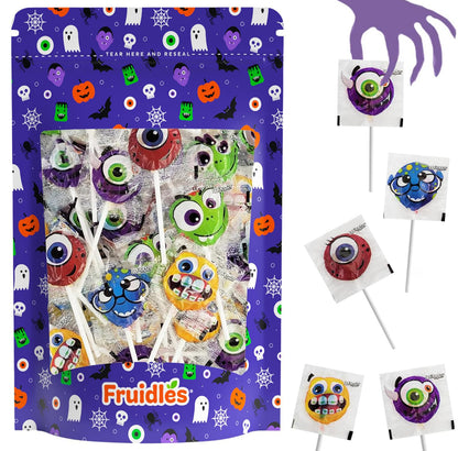 Fruidles Halloween Monster Lollipop, Variety Suckers Candy, Goody Bag Fillers, Individually Wrapped (1 Pound)