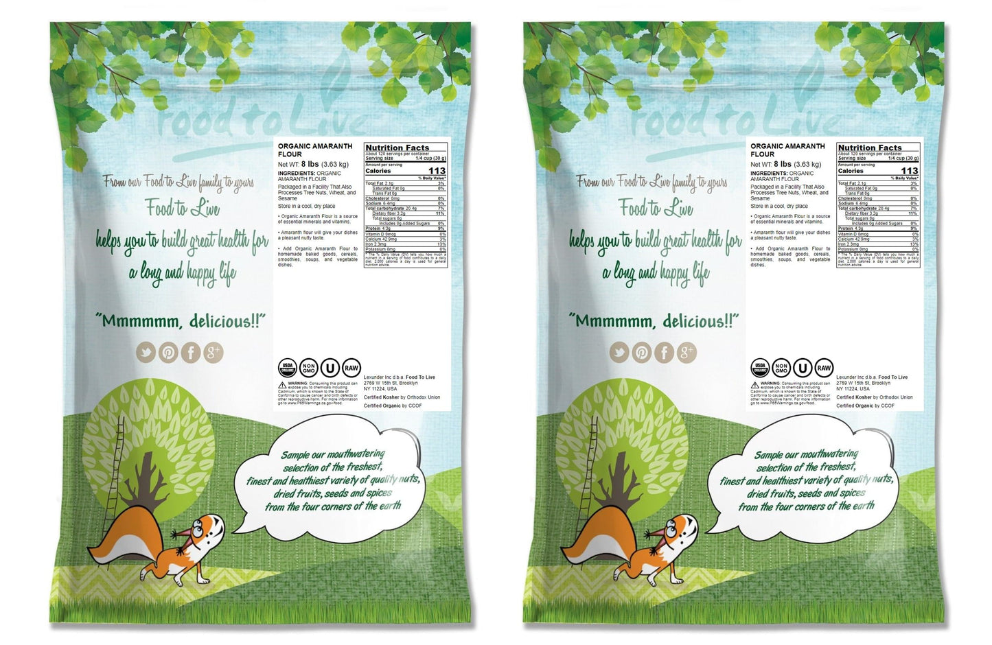 Food to Live Organic Amaranth Flour, 16 Pounds - Non-GMO, Fine Meal, Whole Grain Flour, Stone-Ground, Kosher, Vegan, Bulk Powder