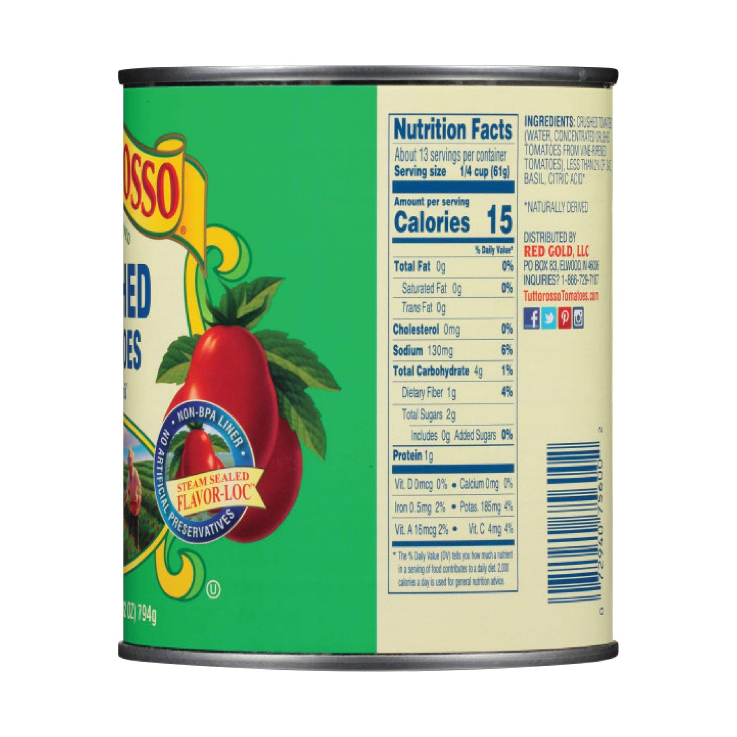 Tuttorosso Crushed Tomatoes With Basil, Gluten Free And Vegetarian Recipe, 28Oz Cans, 6-Pack