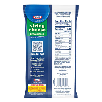Kraft String Cheese Mozzarella Cheese Snacks (12 ct Sticks)