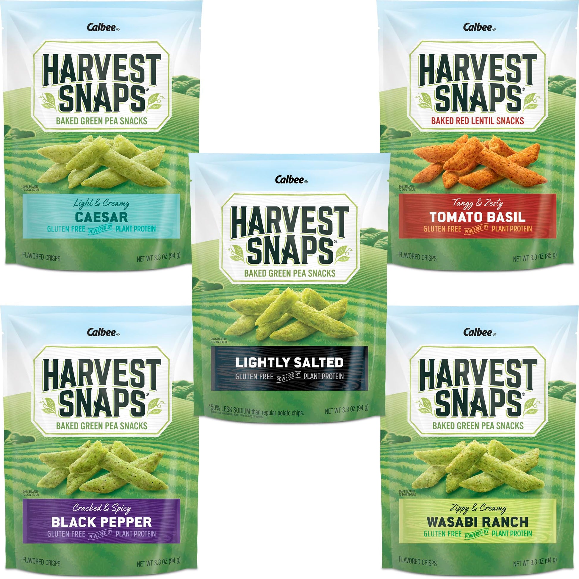 Harvest Snaps Veggie Chips (Variety Pack 5 Flavors) | Powered By Plant Protein, Gluten Free, Non-Gmo Baked Vegetable Crisps | Ma