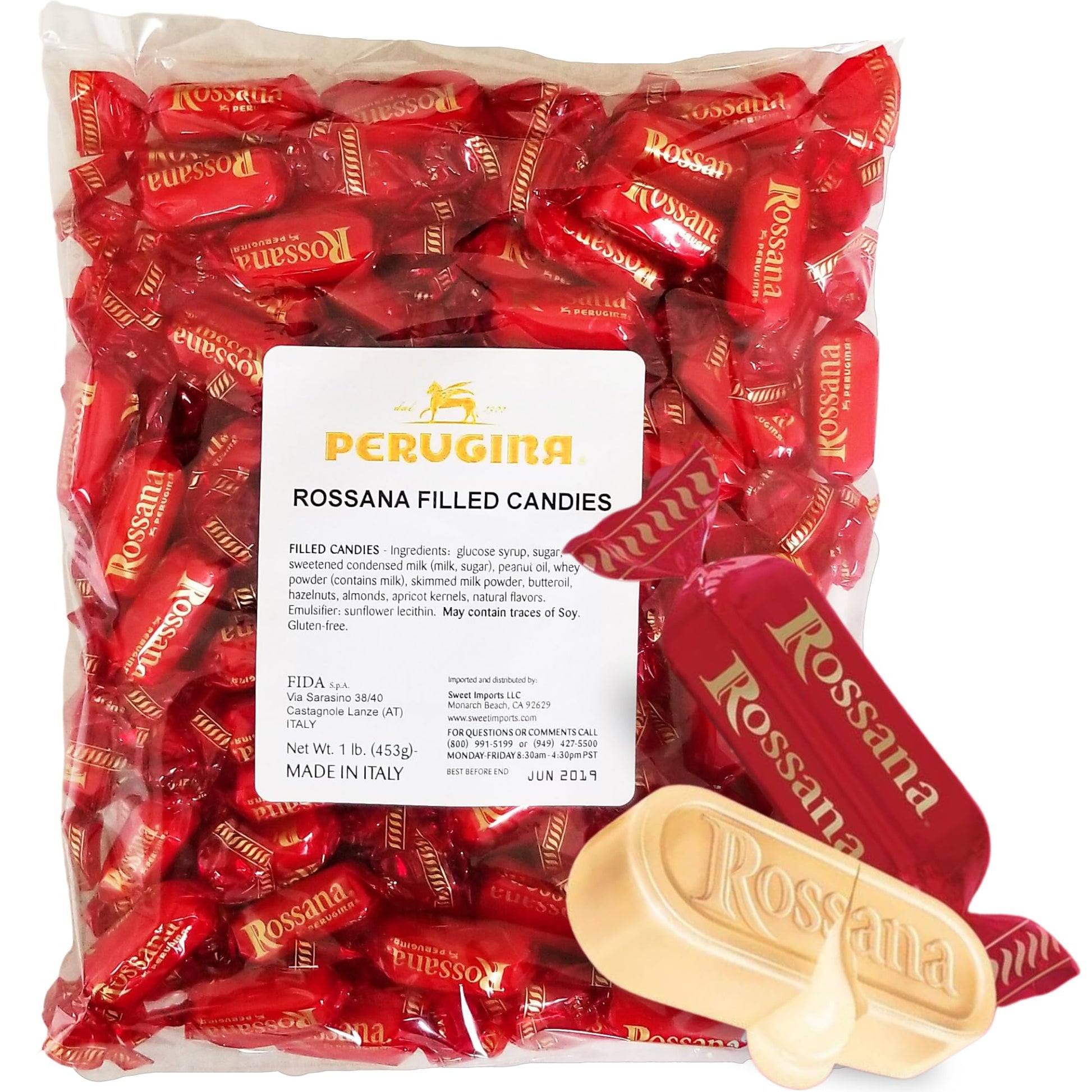 Rossana Hard Candy - Italian Candy Individually Wrapped - Hard Filled Candy (1 Pound Bag) Rossana Filled Candy