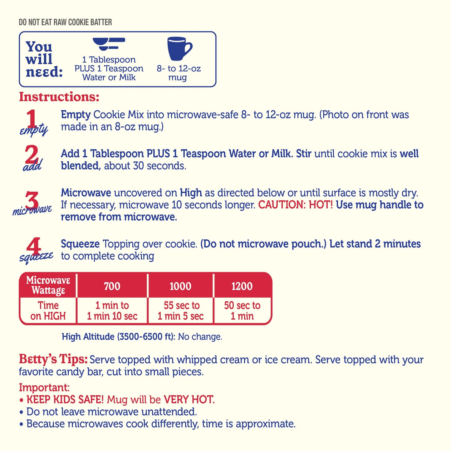 Betty Crocker Mug Treats Soft-Baked Chocolate Chip Cookie Mix With Fudge Topping, 4 Servings (Pack Of 6)