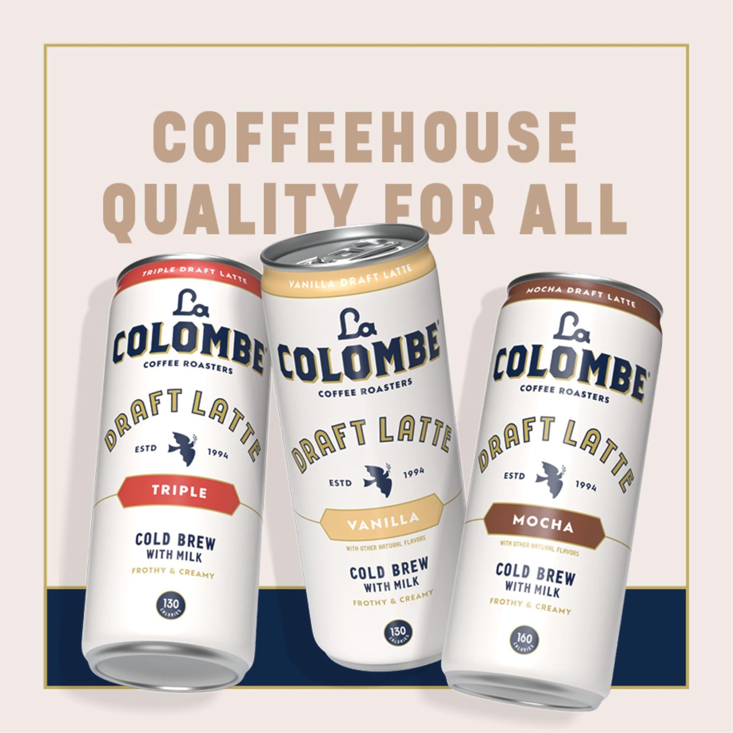 La Colombe Coffee, Draft Latte Variety Pack, 11 Fl Oz Cans (Pack Of 12), Includes Triple Latte, Vanilla Latte & Mocha Latte, Coffeehouse Quality, Ready-To-Drink, On-The-Go