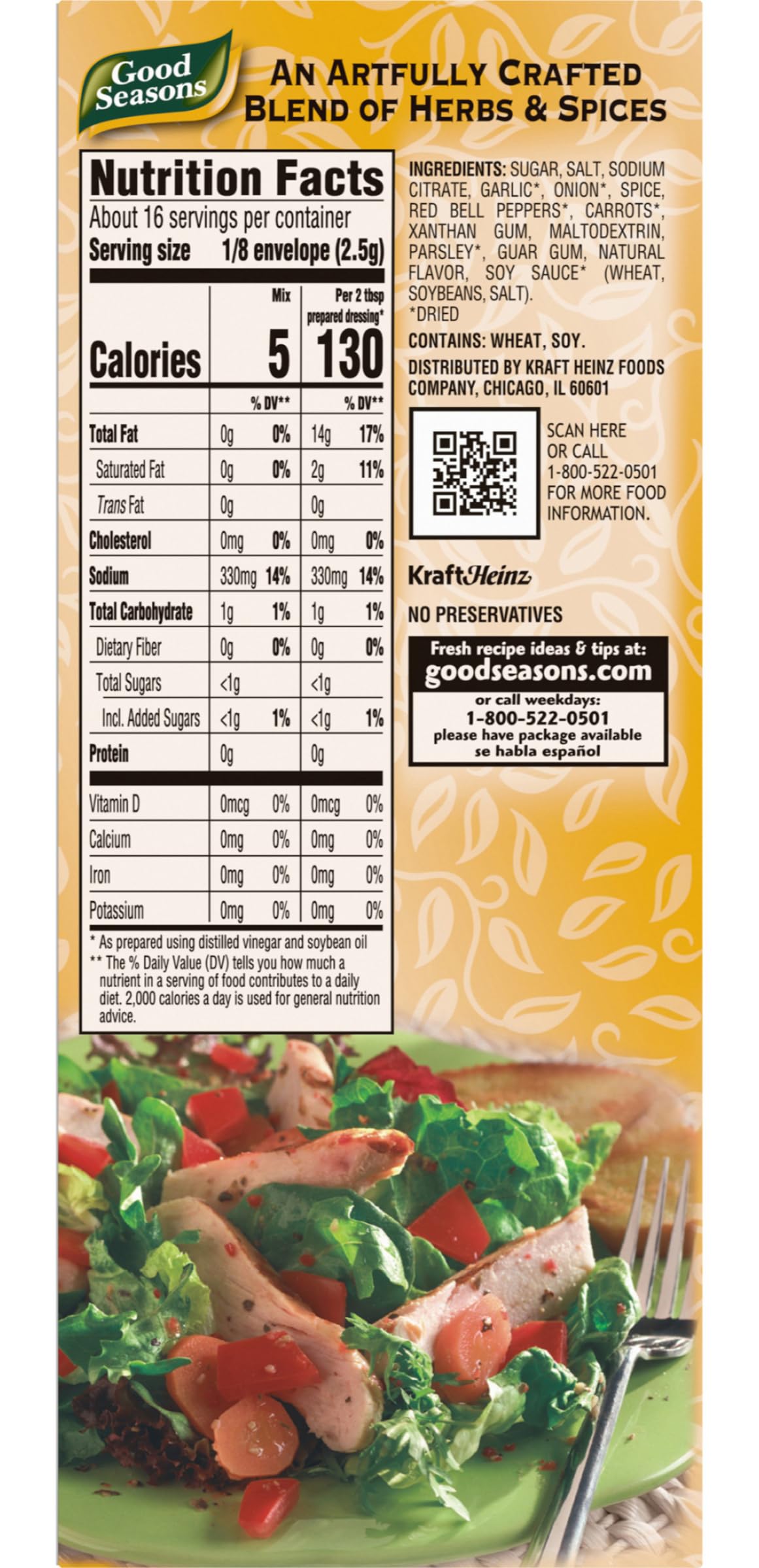 Good Seasons Salad Dressing Kit with 2 Cruets & 4 Italian Dressing Mixes, 0.7 Ounce Each, Pack of 4