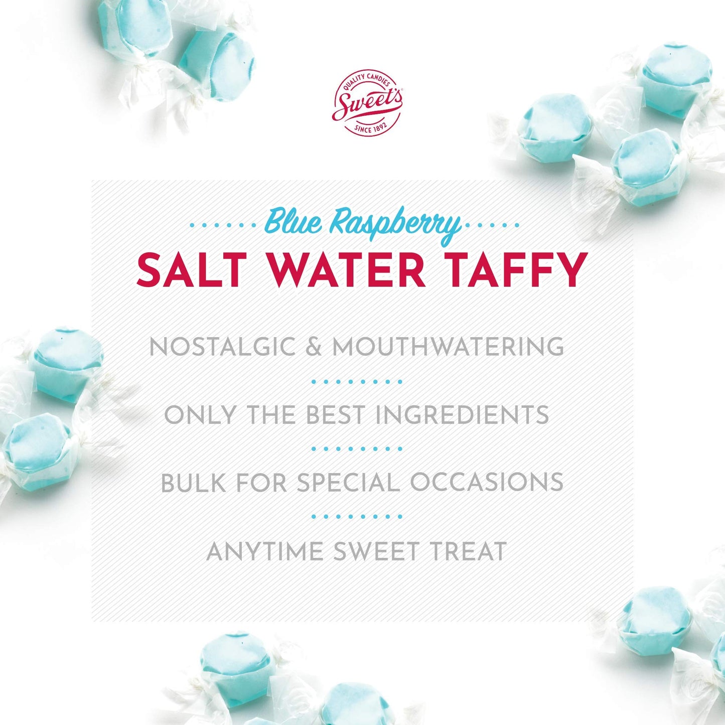 Sweet Candy Company Salt Water Taffy Individually Wrapped- Salt Water Taffy Candy Bulk, Old Fashioned Watermelon Flavor, Soft & Chewy, Single Flavor Assortment, Gluten Free- 3 Lb, Watermelon Flavored