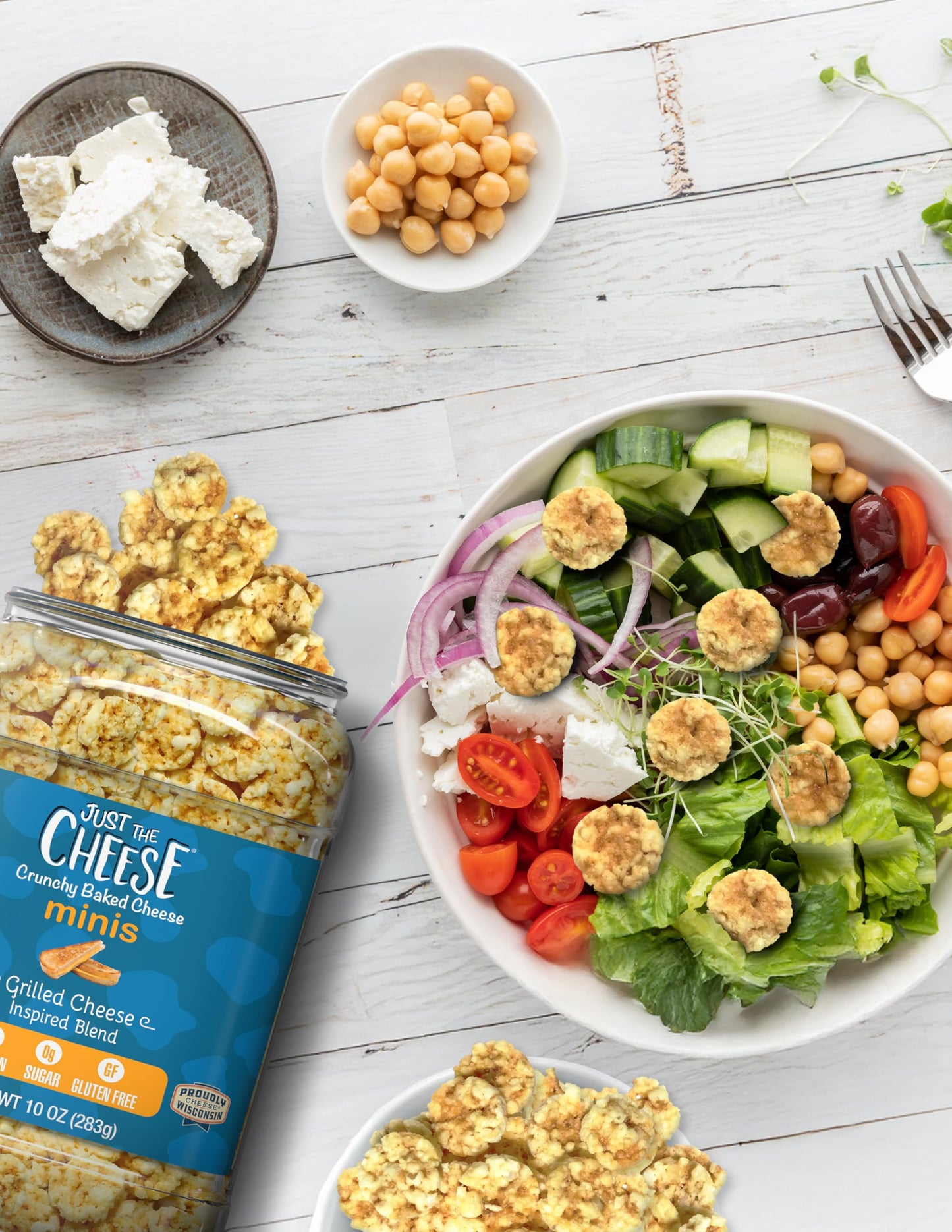 Just the Cheese Minis - Grilled Cheese Crisps  10 oz Jar  Delicious Low-Carb Lifestyle Protein Chips  High-Protein  Gluten-Free Crisps  Keto-Friendly  Zero Sugar  Perfect Snack for mature-themeds