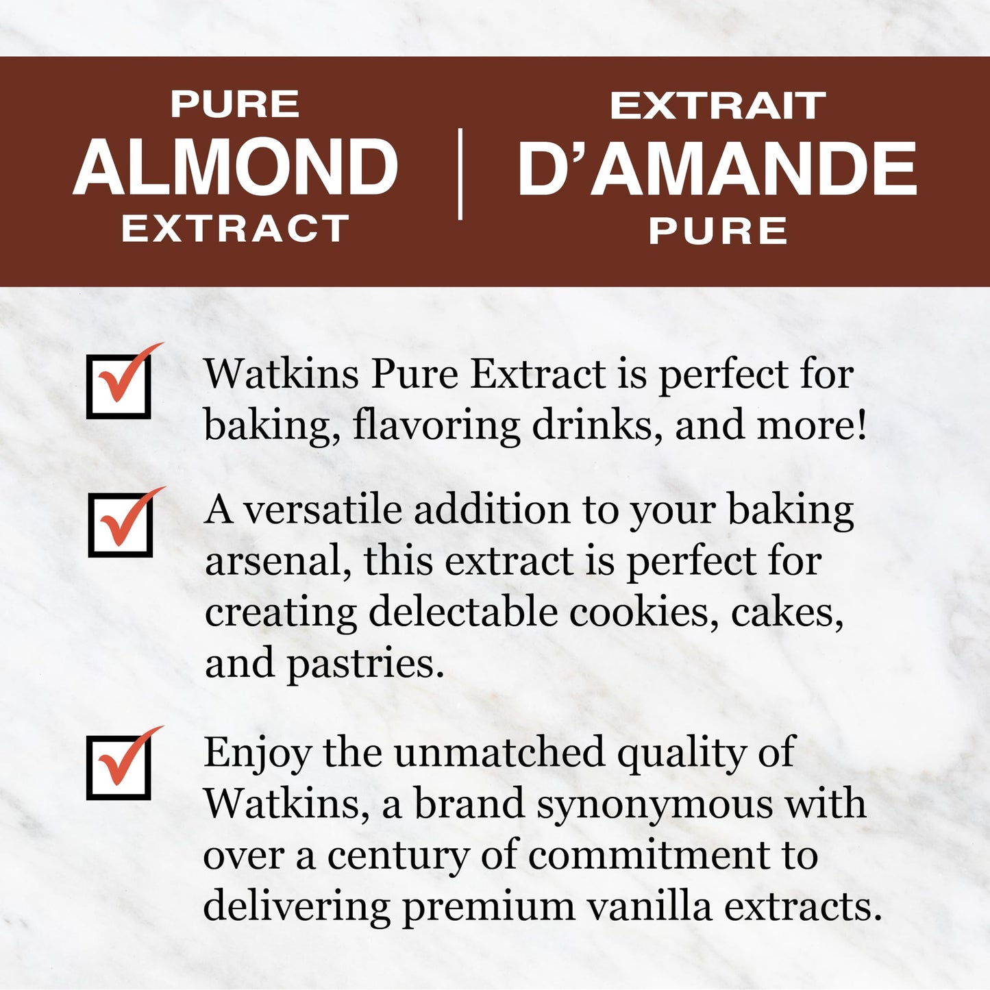Watkins Pure Almond Extract, Brown, 2 Fl Oz - Premium Flavoring for Baking and Cooking, Pack of 1