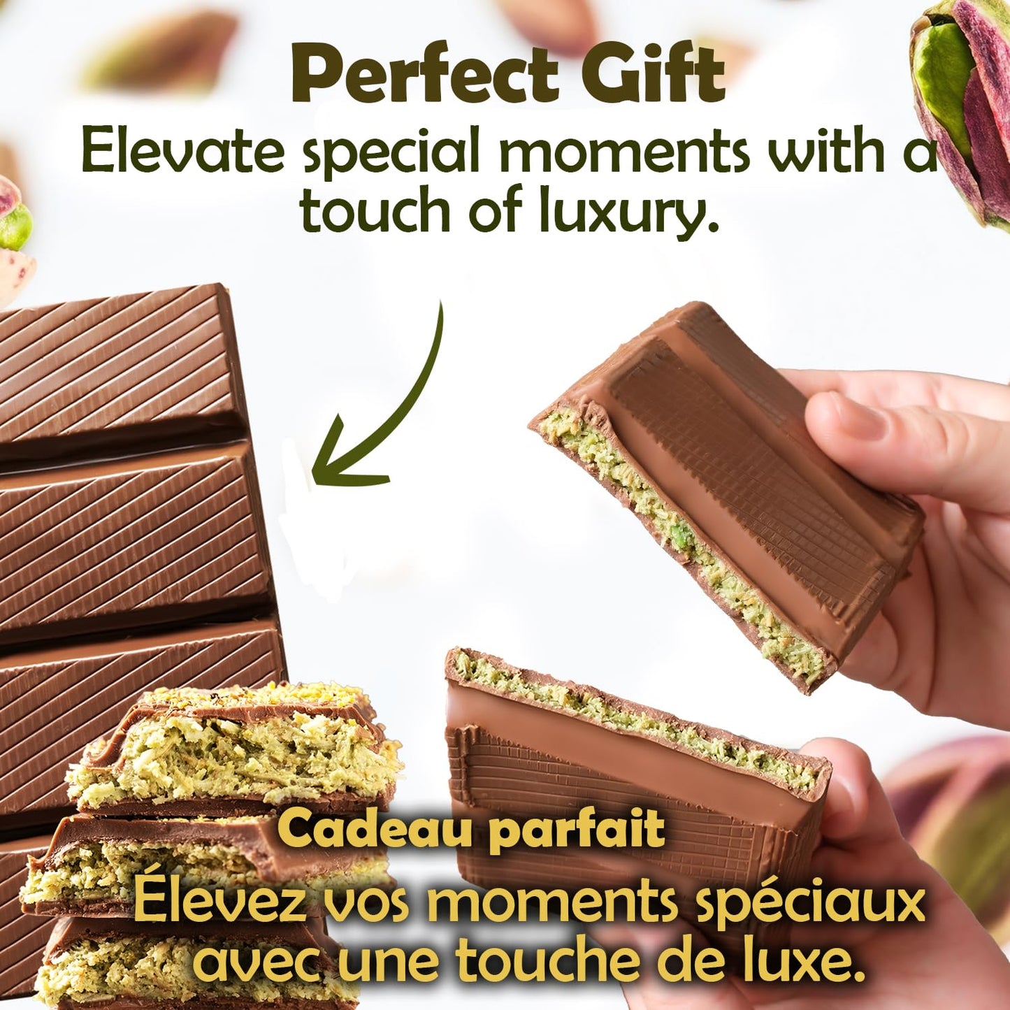 Dubai Chocolate Kunafa Pistachio Bar - 7oz | Handmade Luxury Dessert with Crunchy Kataifi & Creamy Pistachio Filling  Gift for Any Special Occasion