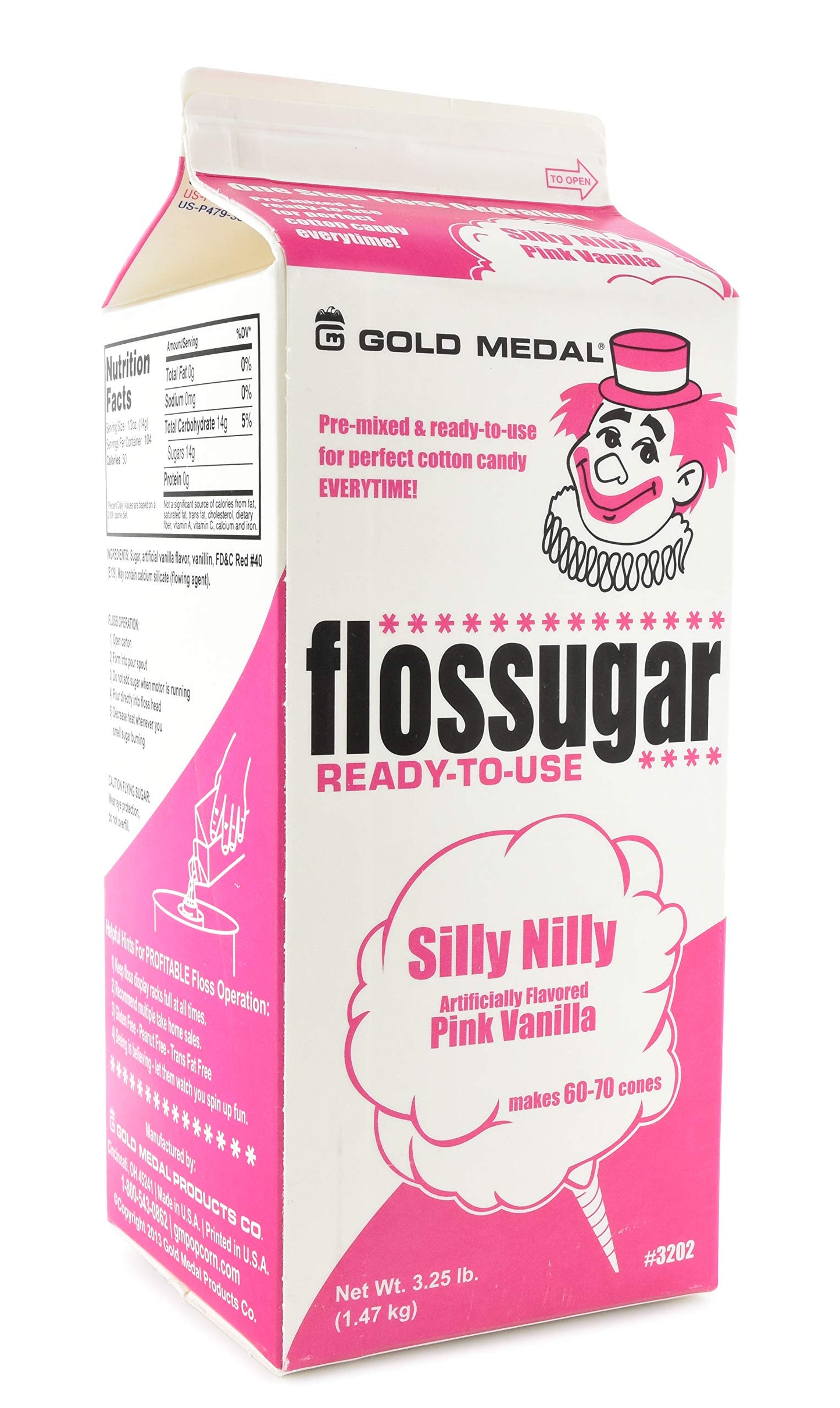 SNAPPY Cotton Candy Flossugar, 52 Oz - 1/2 Gallon, Pack of 6, 3.25 Pound Total Weight
