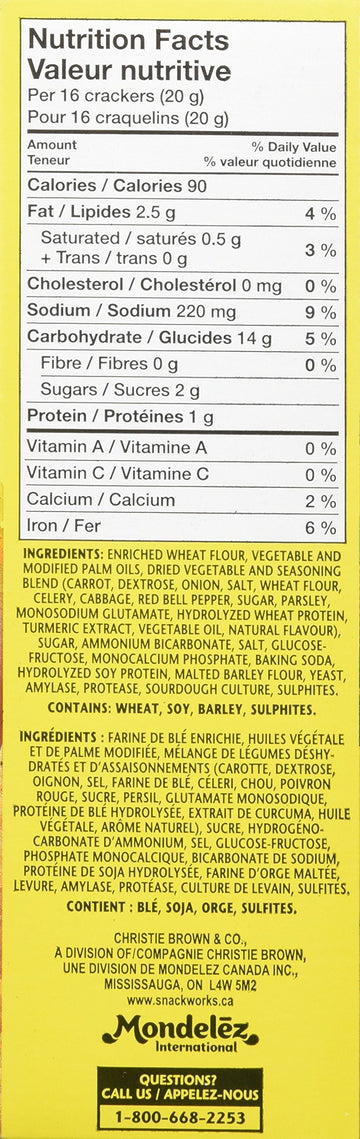 Christie Vegetable Thins, 40% Less Fat, Crackers, 200g/7oz., Imported from Canada)