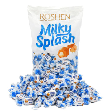 Roshen Milky Splash, Caramel Creamy Toffee With Milk Filling, Kosher, Halal 2.2Lb/1Kg