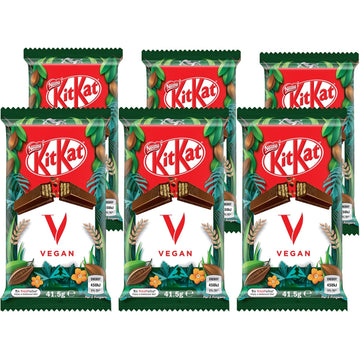 Kitkat Vegan 4 Finger Organic Plant Based Chocolate Bar 6 Pack 41.5G, Dairy Free Bars, Healthy Chocolate 1.46 Ounce