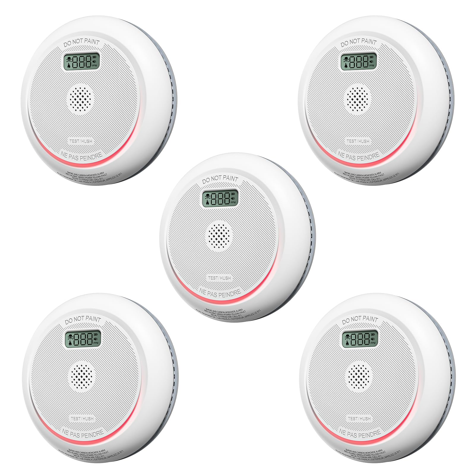 Siterlink Smoke And Carbon Monoxide Detector Combo With Lcd Display, 2 In 1 Fire And Co Detector Alarm With Led Indicator & Test