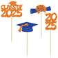 Ephlyn Graduation Cupcake Toppers 36Pcs Glitter Class of 2025 Orange Blue Paper Decorations