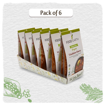 Food Earth Indian Simmer Sauce - Vindaloo Curry - Organic, Vegan, Gluten-Free, GMO-Free - Microwavable Cooking Sauce - 12 Pouche