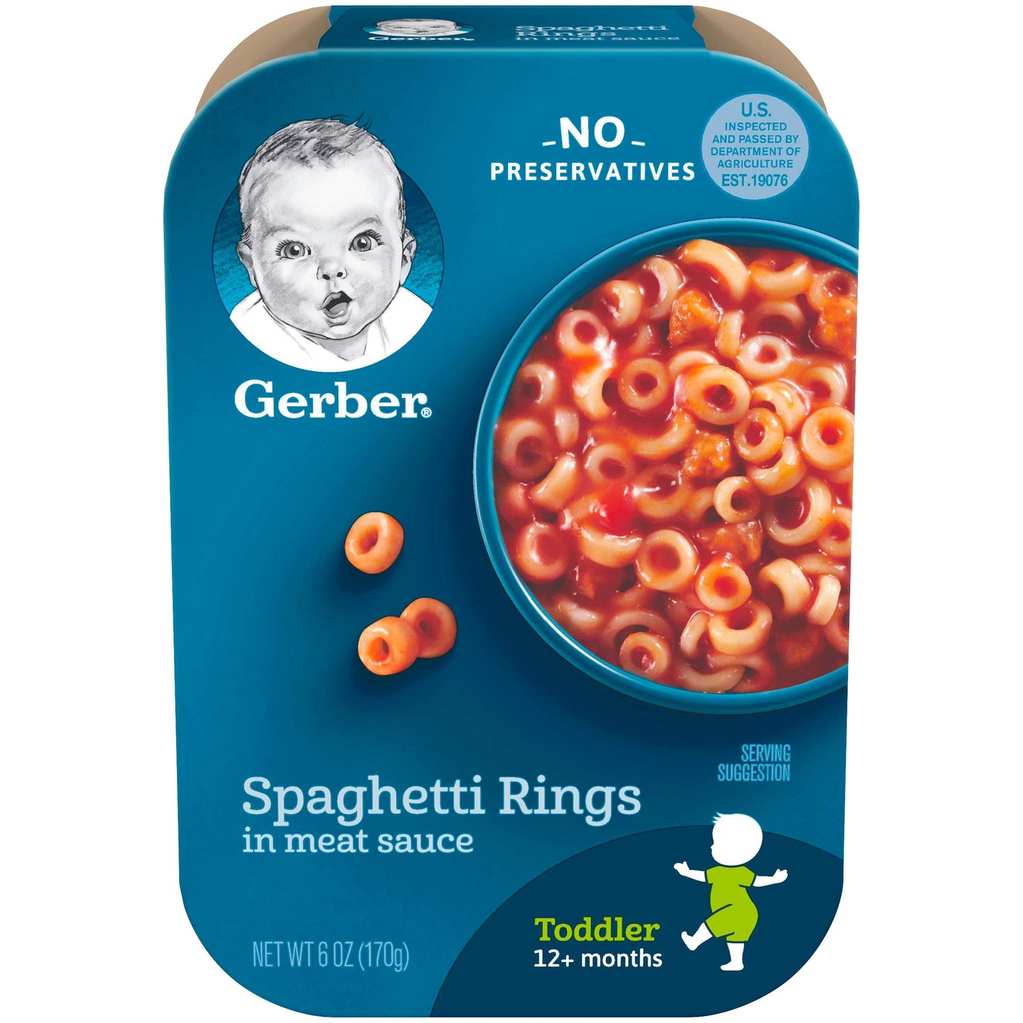 Gerber Baby Food Pouches, Toddler Fruit Variety Pack (18 Count) And Gerber Spaghetti Rings In Meat Sauce (6 Count)