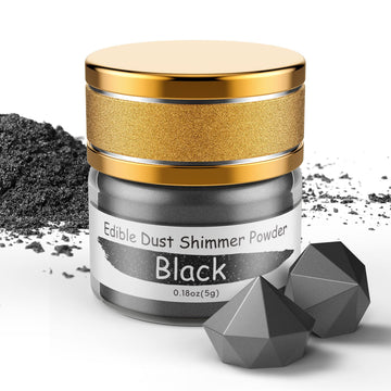Jelife Black Edible Luster Dust - 5 Grams Food Grade Cake Dust Shimmer Powdered, Edible Metallic Powder Food Coloring for Cake D