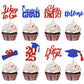 32Pcs Graduation Cupcake Toppers 2025 Red and Blue, Class of 2025 Cupcake Toppers Graduation 2025 Food Picks for 2025 Party Cake