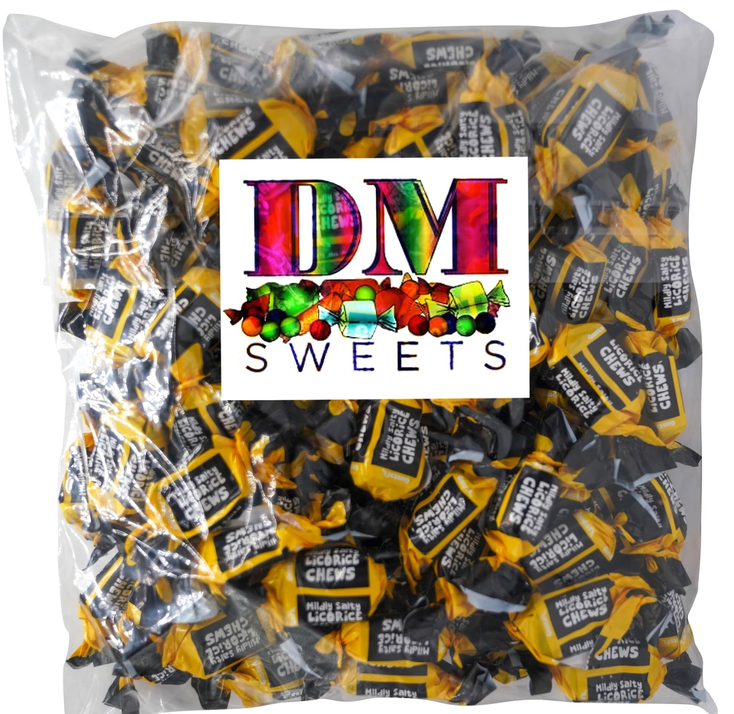 Dm Sweets Mildly Salty Licorice Toffee - 100 Pieces Of Fresh Soft Chewy Delicious Individually Wrapped Creamy Toffee, Black
