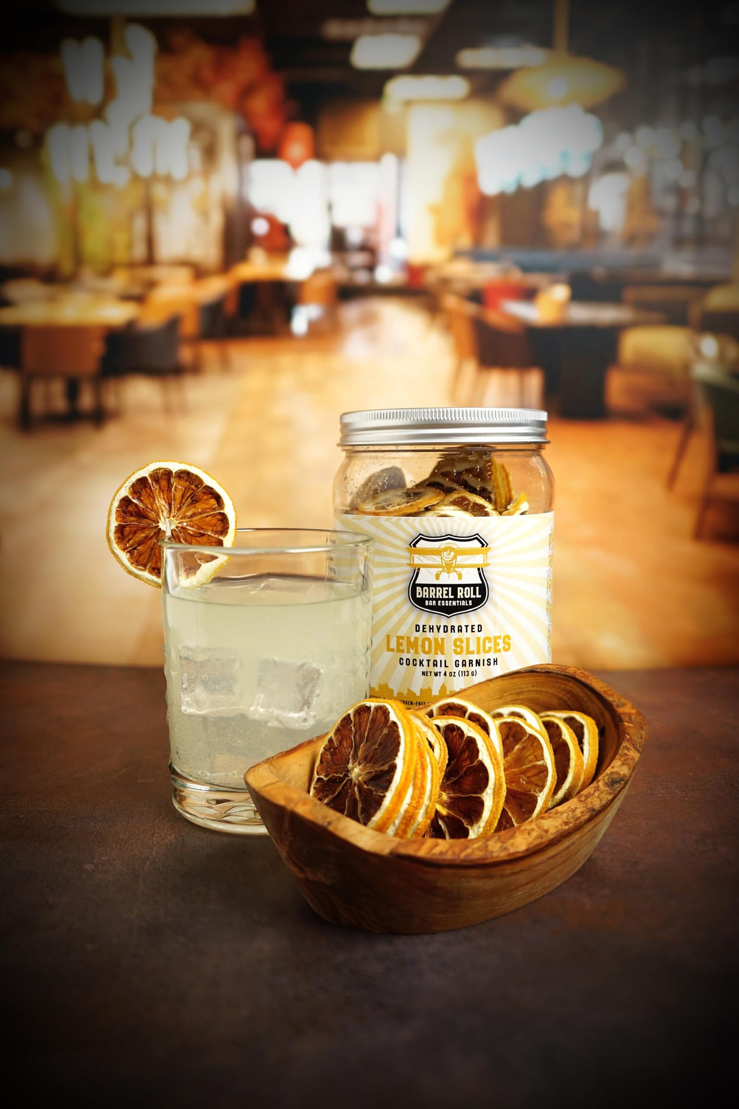 Barrel Roll Bar Essentials Dried Lemon Slices for Cocktails, 4 Ounce, Preservative Free, Large Dehydrated Lemons