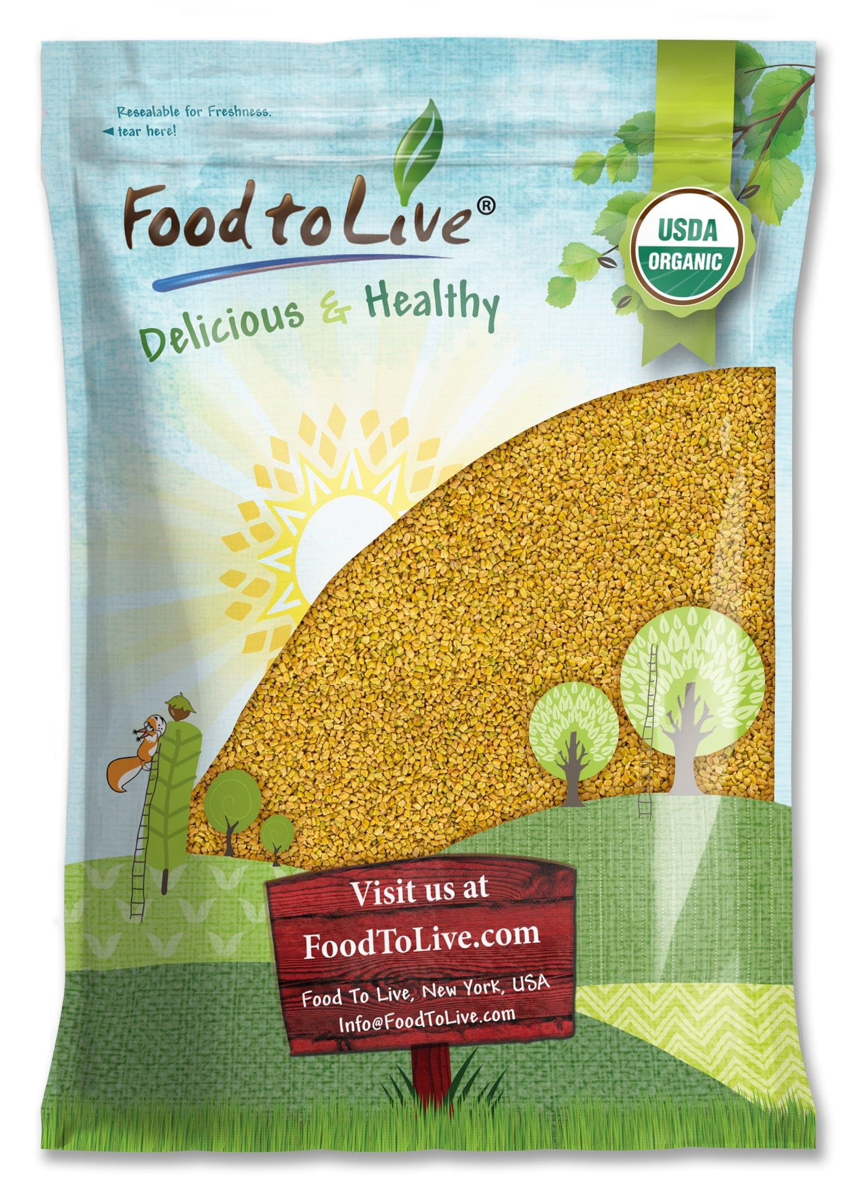 Food to Live - Organic Fenugreek Seeds, 7.5 Pounds - Non-GMO, Raw, Whole Methi, Kosher, Vegan, Bulk, Rich in Iron, Copper and Fi