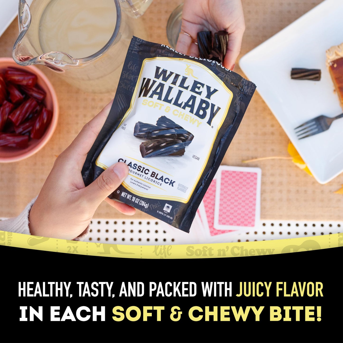 Wiley Wallaby Licorice 10 Ounce Classic Gourmet Soft & Chewy Australian Black Licorice Candy Twists, 10 Pack