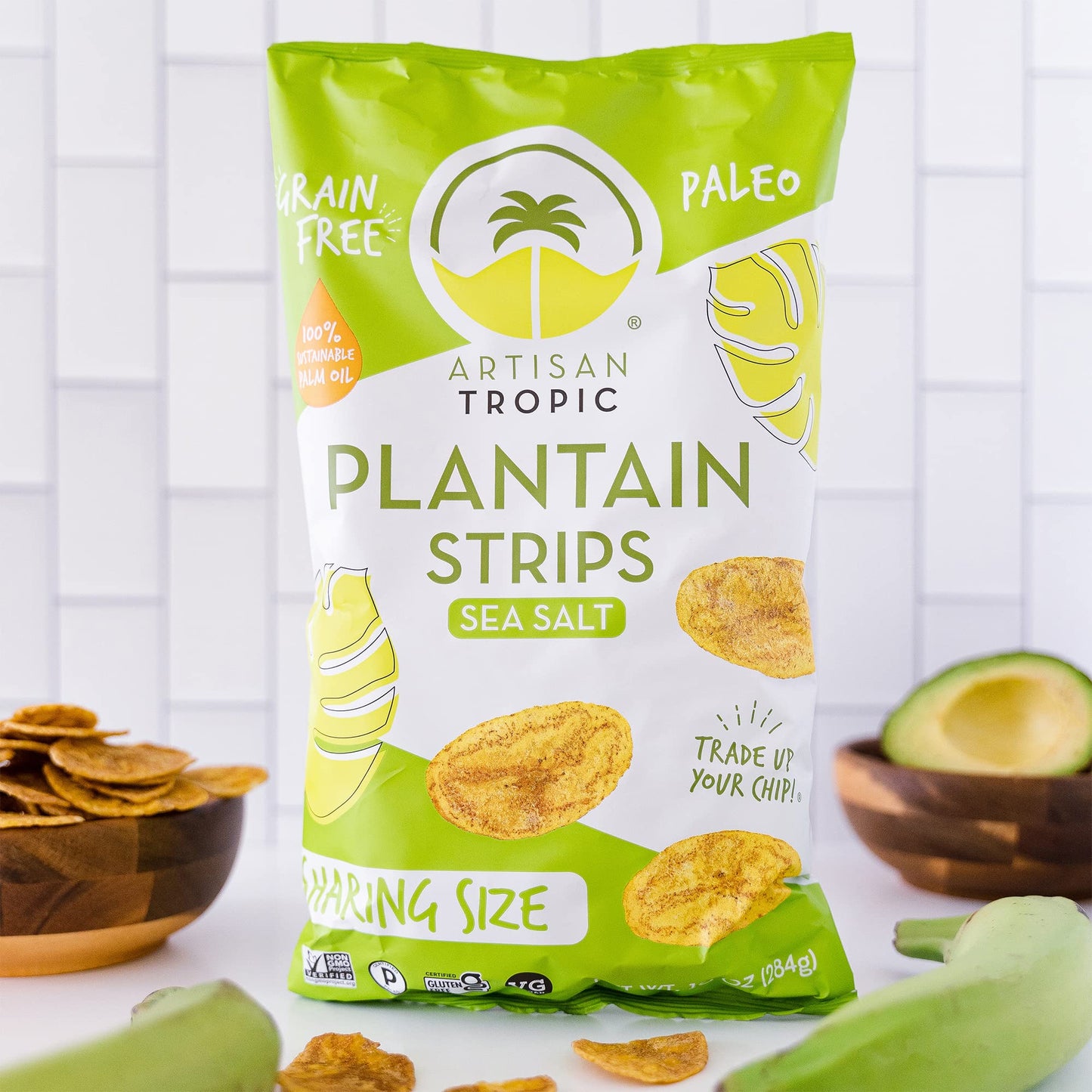 Artisan Tropic Plantain Strips Sea Salt, 10oz (8 Pack) - Vegan, Gluten Free, Healthy Snacks for Kids, Whole 30 Approved