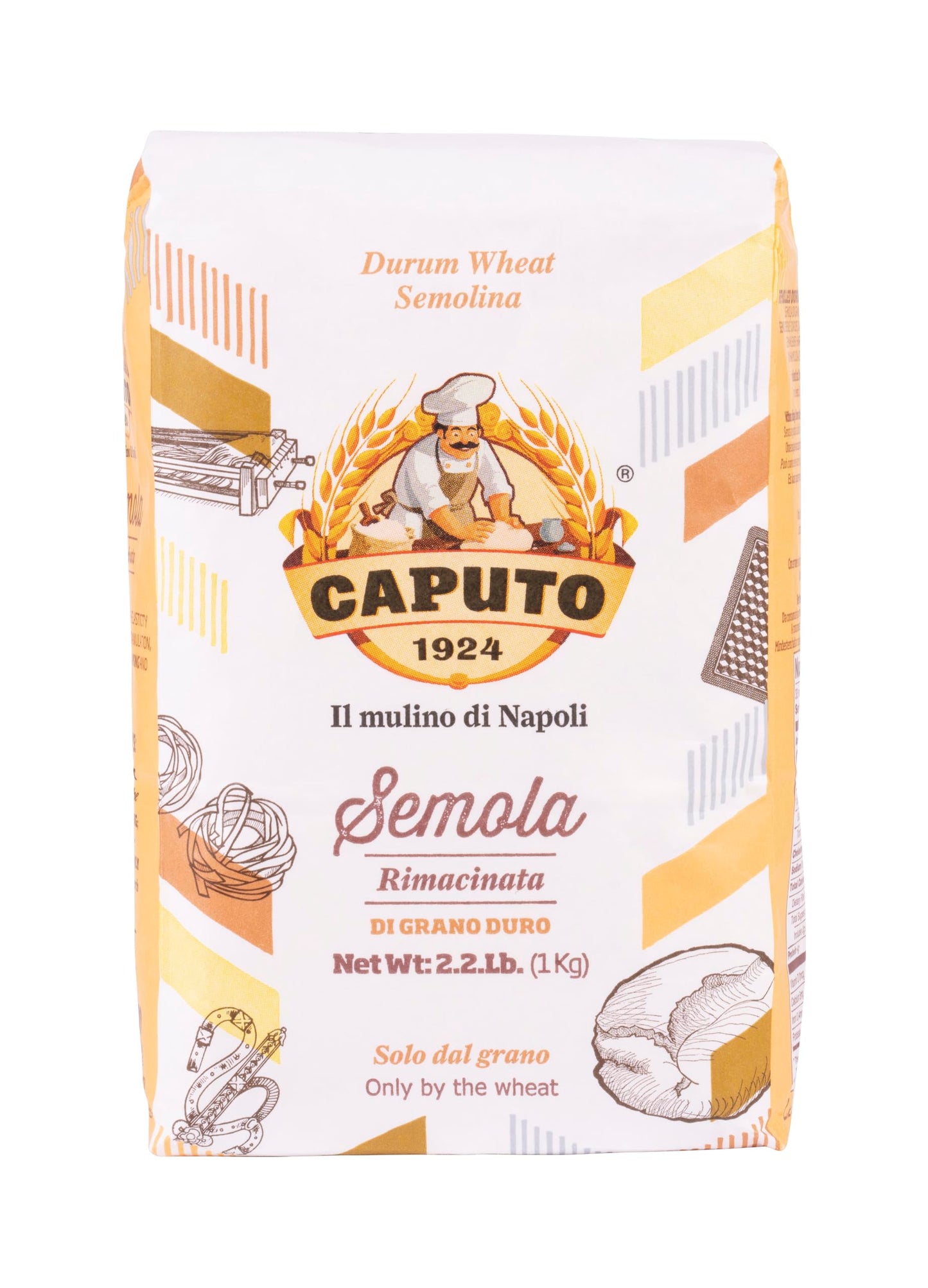 Antimo Caputo Semolina Wheat Flour 2.2 Lb (Pack Of 6) Bulk - Italian Durum Semola Di Grano - All Natural Dough For Fresh Pasta