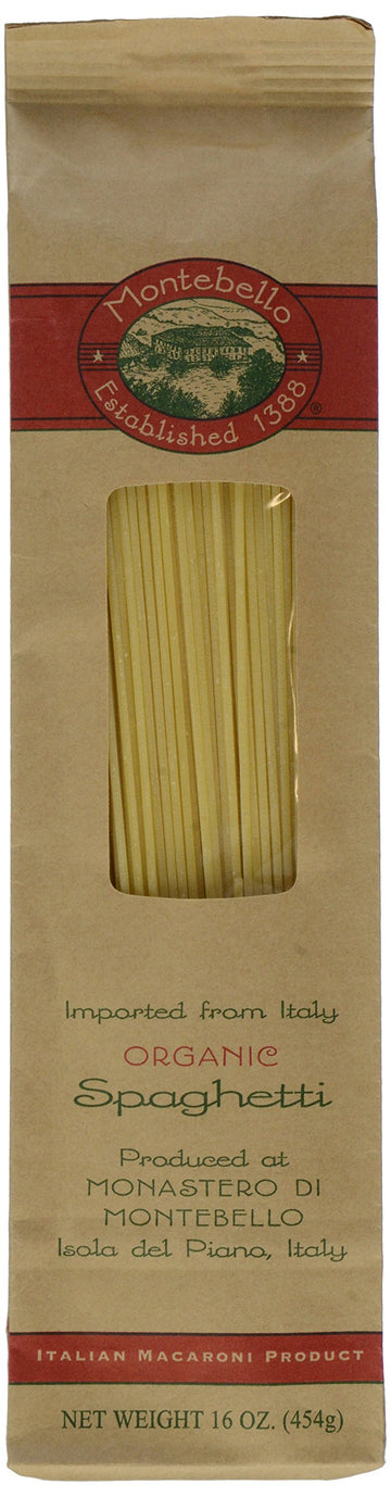 Montebello Organic Spaghetti, Italian Macaroni, 16-Ounce Bag