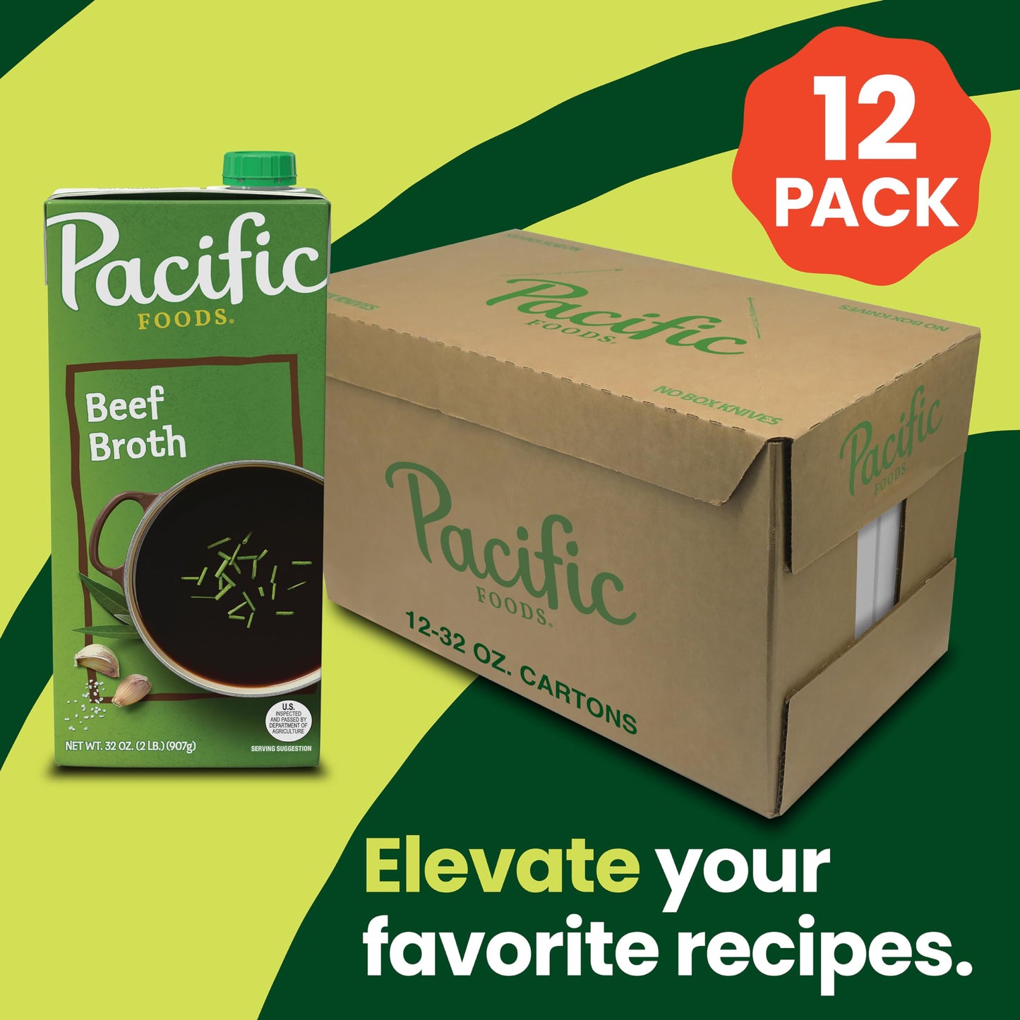 Pacific Foods Beef Broth, 32 Oz (Pack Of 12)