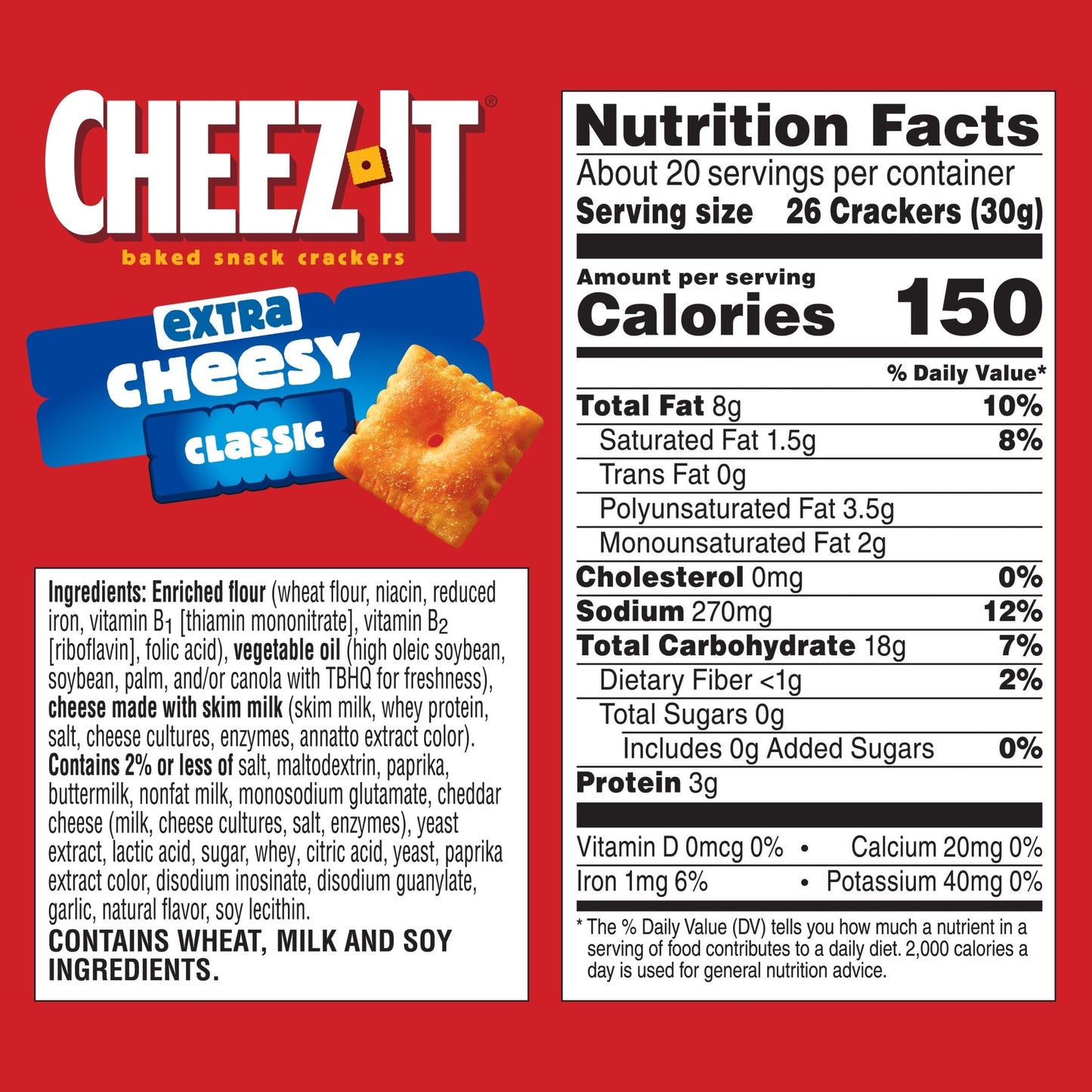 Cheez-It Cheese Crackers, Baked Snack Crackers, Lunch Snacks, Family Size, Extra Cheesy, 21oz Box (1 Box) (Pack of 2)