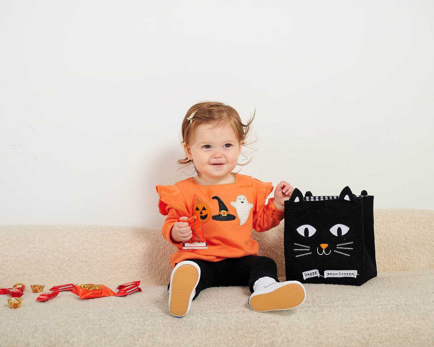 Mud Pie Childrens LED Light Up Treat-or-Treat Candy Bag, Cat, 1 Count, Model 10010085C