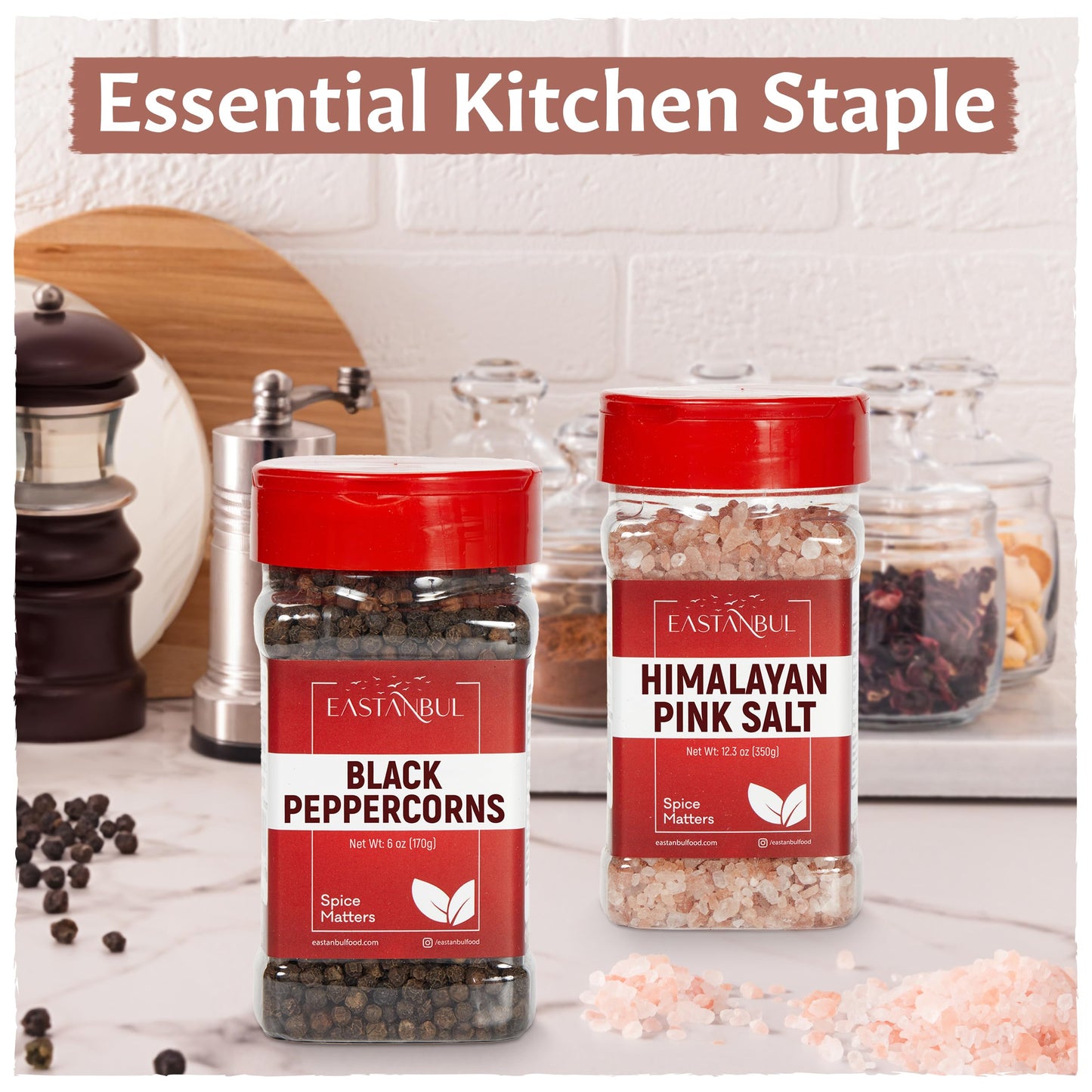 Salt And Pepper For Grinder Refill, Peppercorns Whole 6Oz, Pink Himalayan Salt 12.3Oz, Peppercorns For Grinder Refill, Black Pep