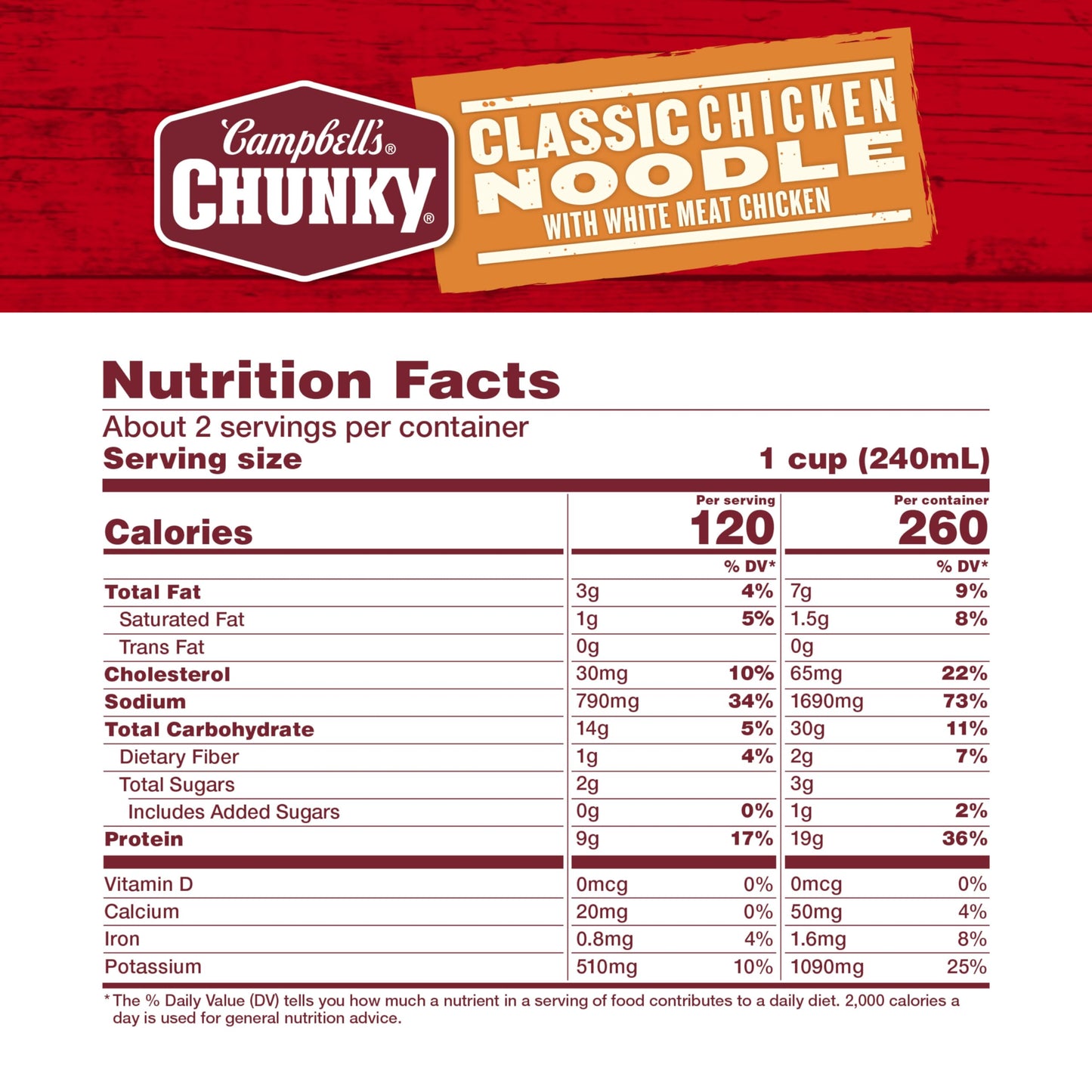Campbells Chunky Classic Chicken Noodle Soup, 18.6 oz Can