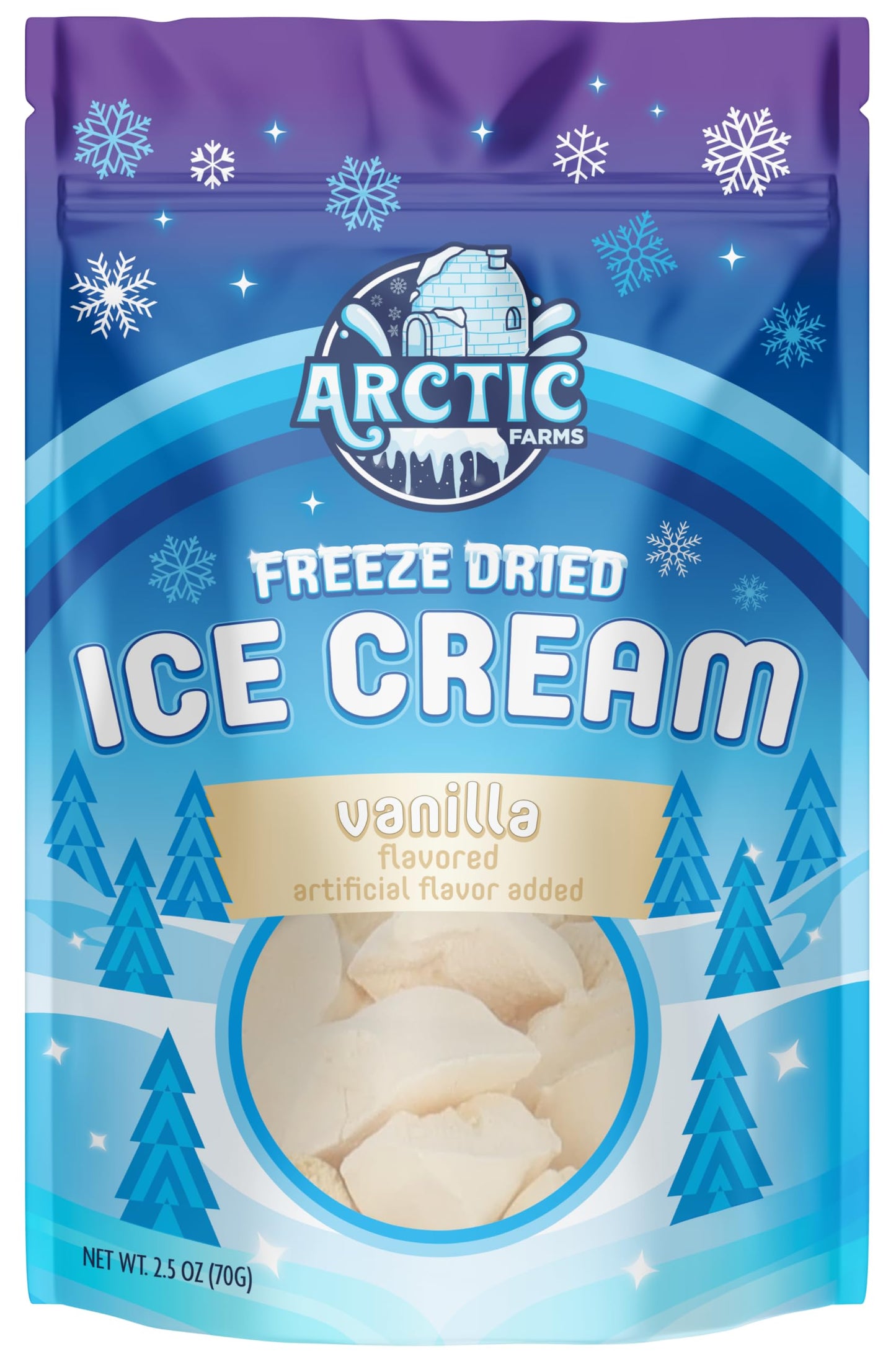 Arctic Farms Freeze Dried Ice Cream Bits Bagged And Boxed - Does Not Melt (Vanilla)