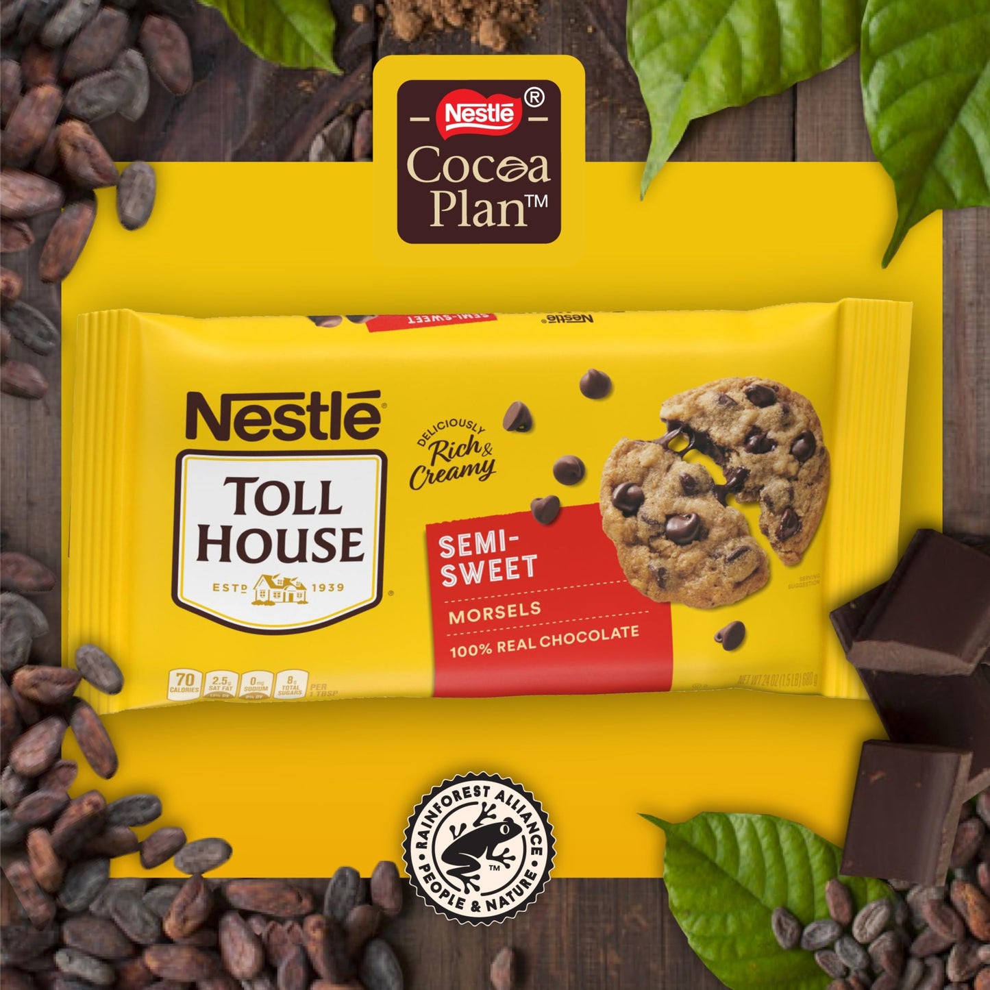 Nestle Toll House Semi Sweet Chocolate Chips for Baking and Snacking, -100% Real Chocolate - Gluten Free Chocolate Morsels 12 oz