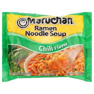 Maruchan Ramen Noodle Soup Chili Flavor, 3 oz Bag, 6 Bags Total