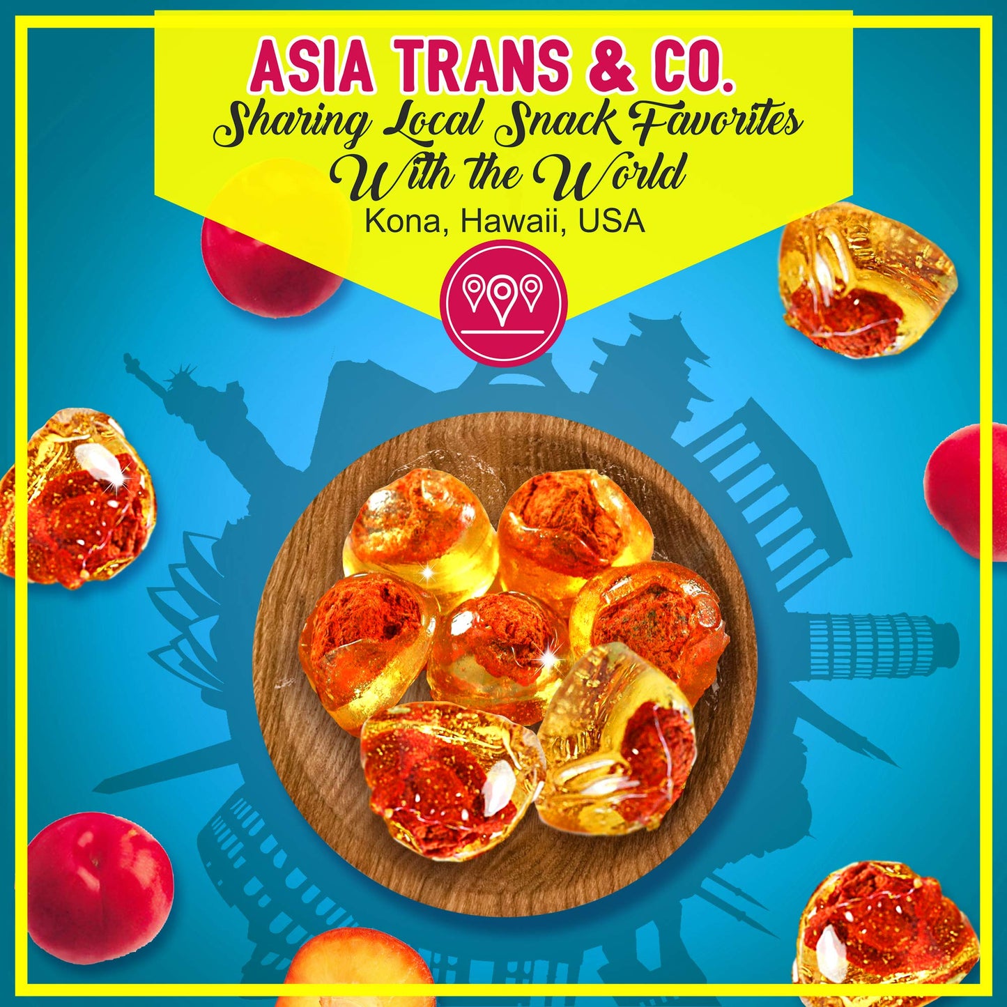 Asia Trans Golden Plum   Seed Drops - Hawaiian Favorite Sweet, Sour & Salty Dried Asian Plum Hard Candy