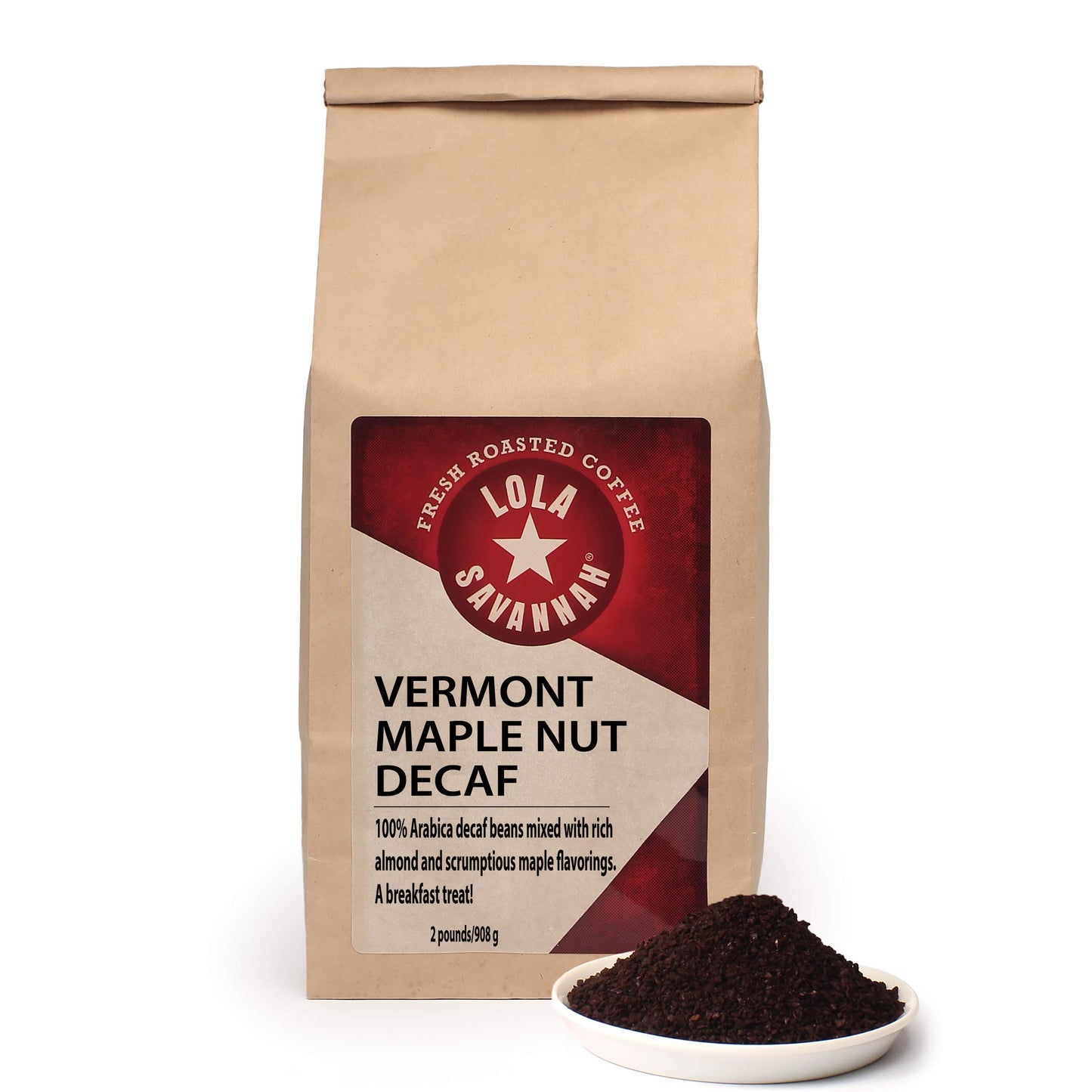 Lola Savannah Vermont Maple Nut Ground Decaf Coffee, 2Lb, 1 Pack