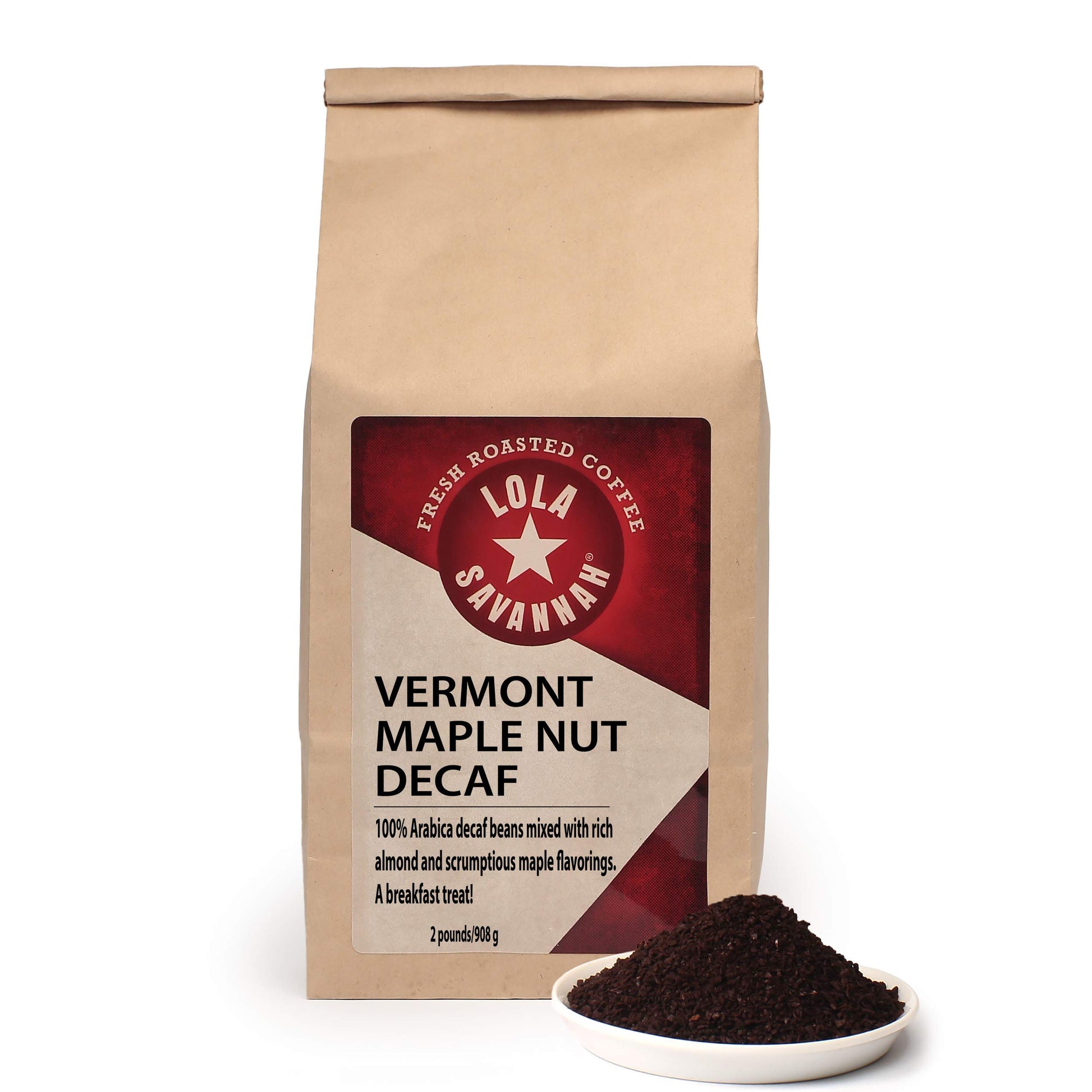 Lola Savannah Vermont Maple Nut Ground Decaf Coffee, 2Lb, 1 Pack
