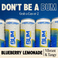 Bum Energy Sugar-Free Blueberry Lemonade Drink, Lightly Carbonated, Natural Caffeine, 12 oz, Pack of 12