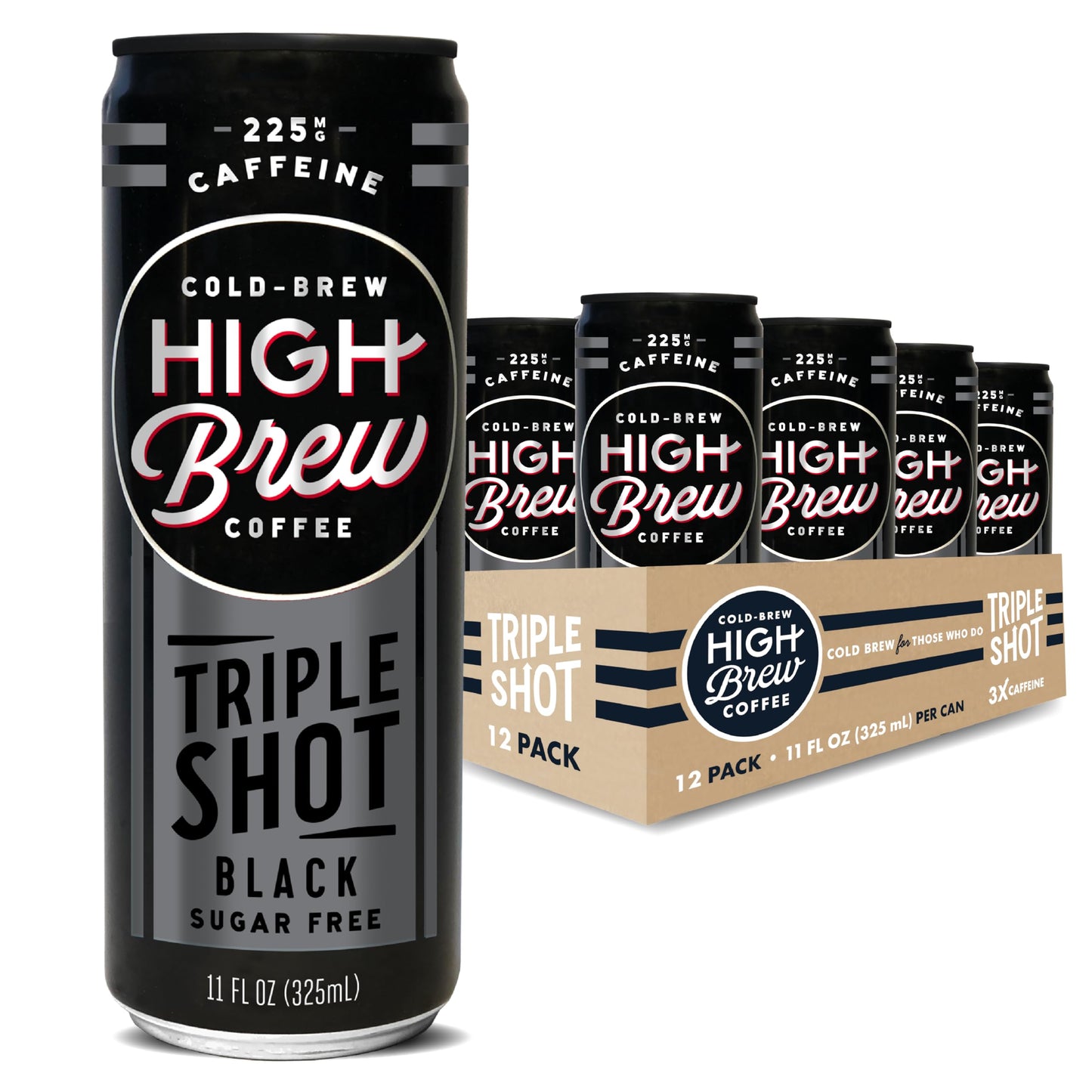 High Brew Coffee Cold Brew Iced Coffee, Lightly Sweetened, 225 mg Caffeine, 11 Fl Oz, Pack of 12, Low-Acid, Ready-to-Drink