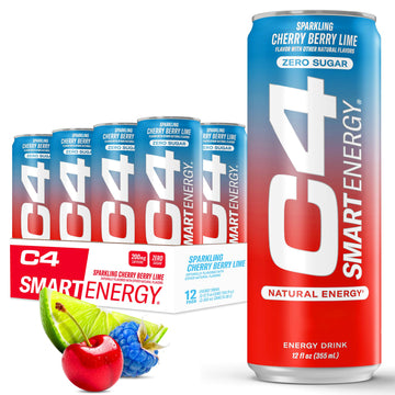 Cellucor C4 Smart Energy Drink - Sugar Free Performance Fuel, 12 Fl Oz (Pack of 12), Freedom Ice, Clear