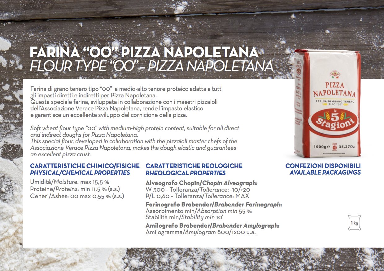 Le 5 Stagioni Pizza Napoletana Italian 00 Soft Wheat Flour 2.2 Pound Package
