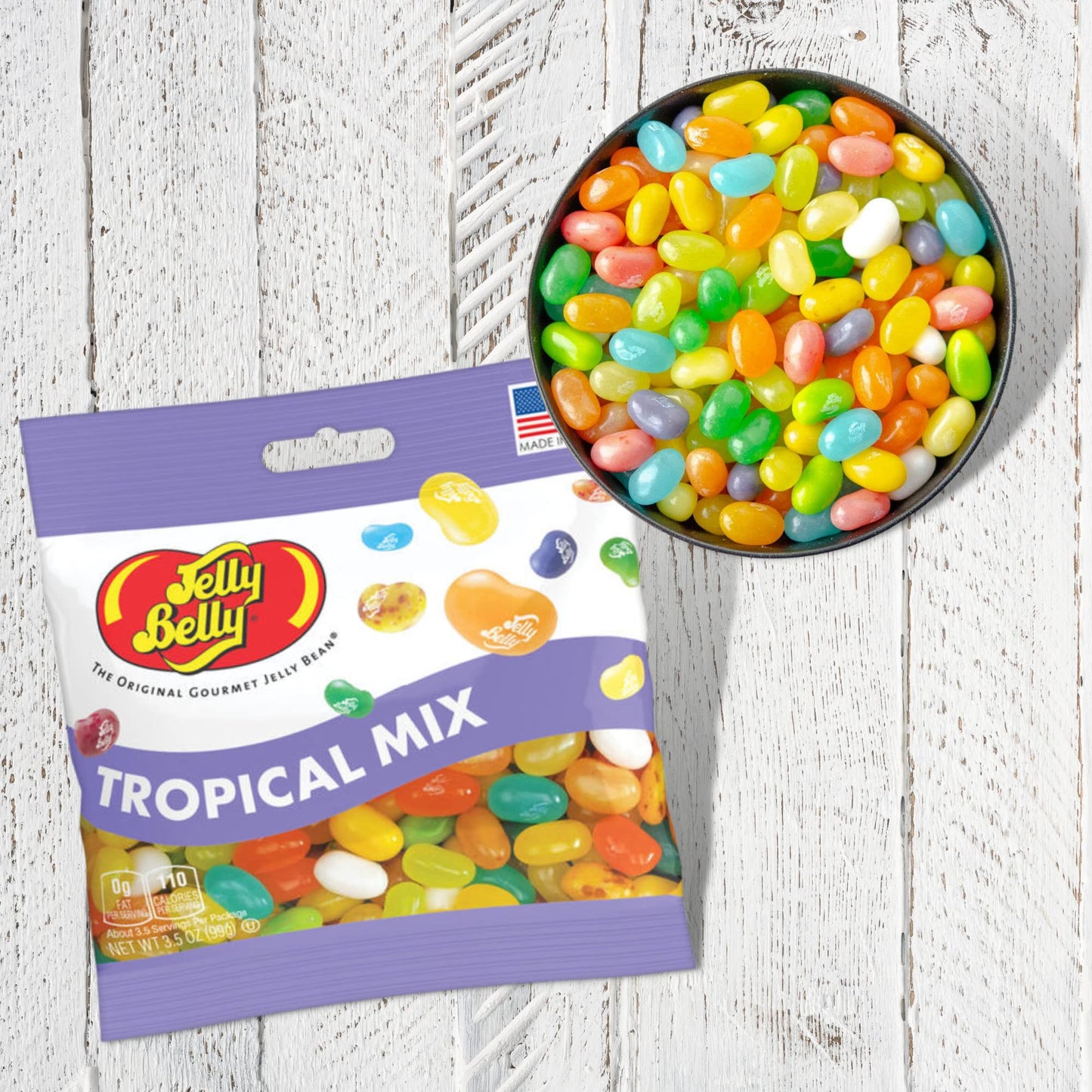 Needzo Jelly Bean Tropical Mix Bulk Shareable Candy, Fruit Flavored Gourmet Chewy Candies For Gift Baskets, Pack Of 3, 3.5 Ounce