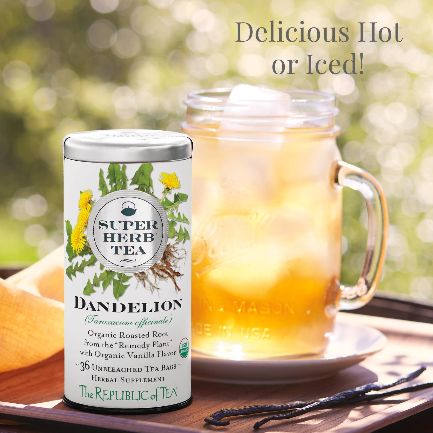 The Republic of Tea Organic Dandelion SuperHerb Tea, 36 Herbal Tea Bags, Caffeine-Free, Model SYNCHKG052690